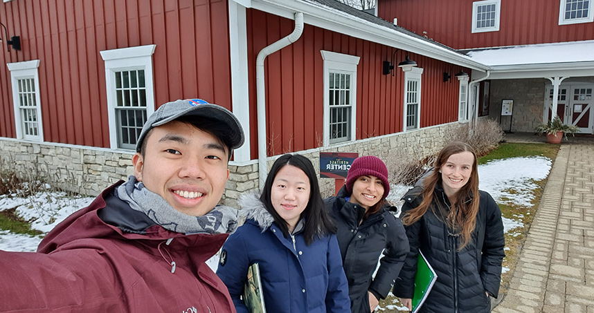 In the winter of 2020, before social distancing, members of the student team visited Wagner Farm.